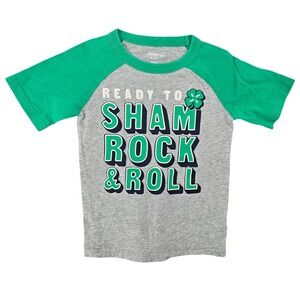 Carters 4/4A Raglan T-Shirt Kids St Patricks Day Sham Rock & Roll Gray